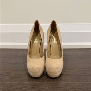 Yves Saint Laurent nude suede Tribtoo platform 37.5